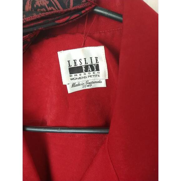 Leslie Fay Woman 20WP Shacket With Scarf Professional Career Red Collared Button - Picture 2 of 10